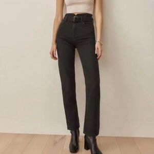 Reformation Cynthia straight high waisted belted denim jeans size 28
